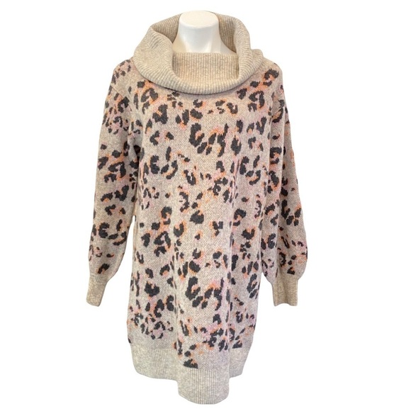 ANTHROPOLOGIE Emmy Cowl Neck Wool Blend Leopard Print Tunic Size M NEW - Picture 5 of 10